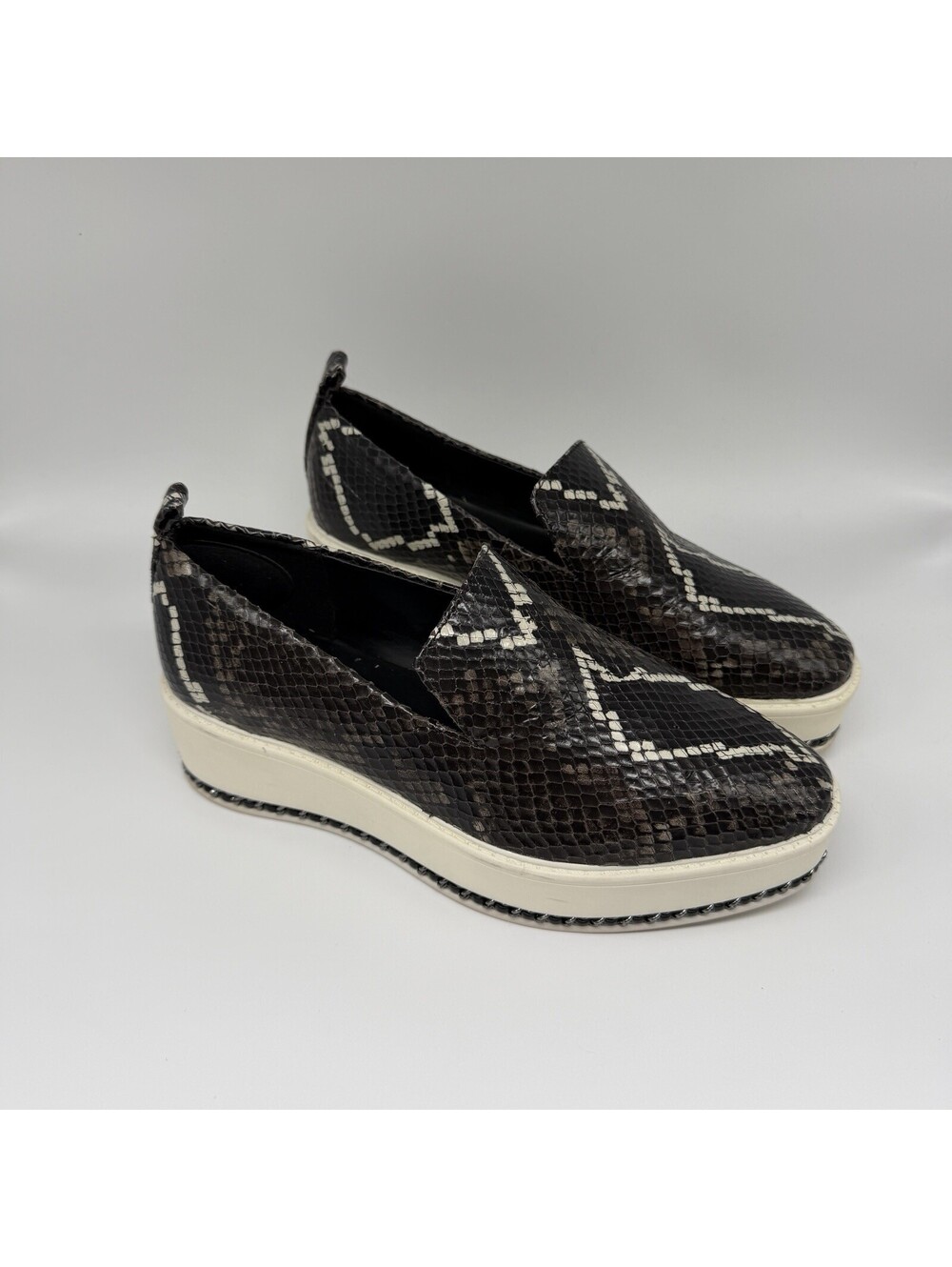 Karl Lagerfeld Brea Platform Slip On Snakeskin Print Leather Shoes Womens Sz 5